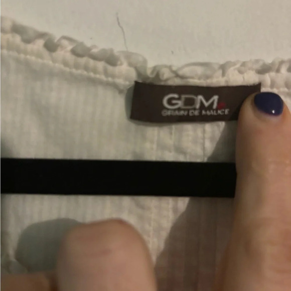 Beautifully tailored white cotton and lace GDM Grain De Malice top. Approx sz sm - Picture 3 of 4